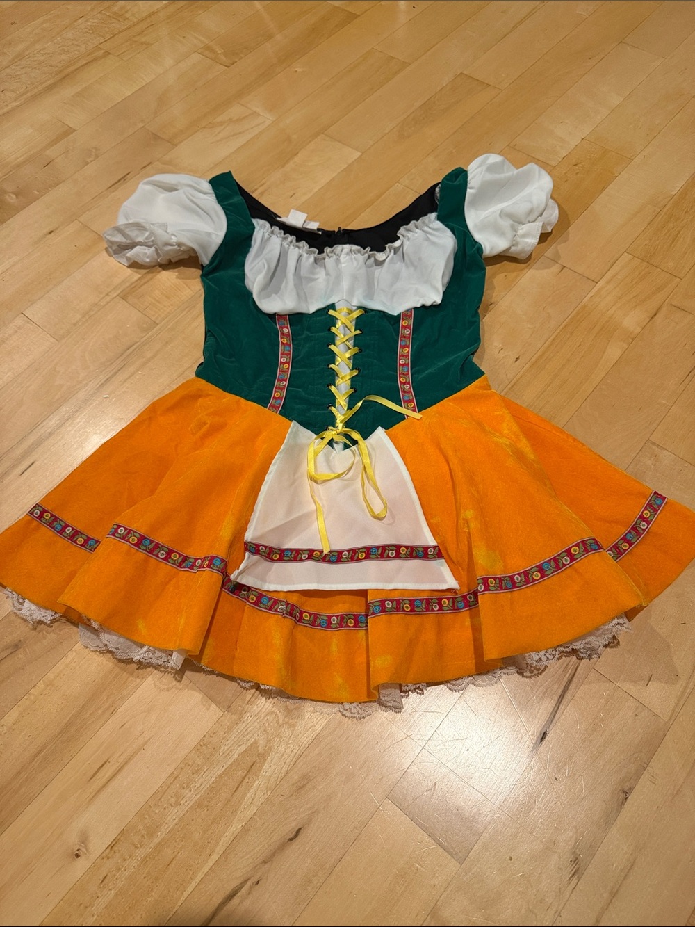 Women's Green and Orange Beer Garden Girl Halloween Costume Dress